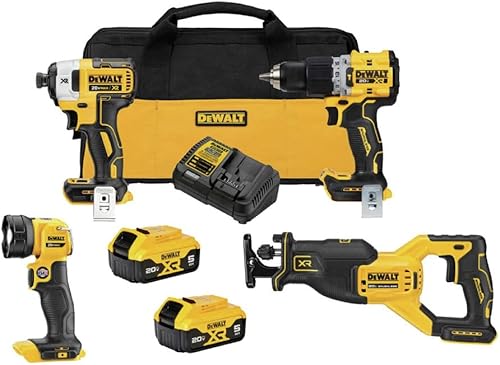 Miniatura 1 de DEWALT Kit combinado de herramientas eléctricas MAX XR, taladro de martillo, destornillador de impacto, sierra recíproca y luz de trabajo, 4