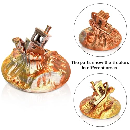 Image of YOUSU 3D Printer Filament Triple Color Silk PLA Filament 1.75mm,Silk PLA Gold Copper Black 3D Printing Filament Bundle, 1kg / 2.2lbs