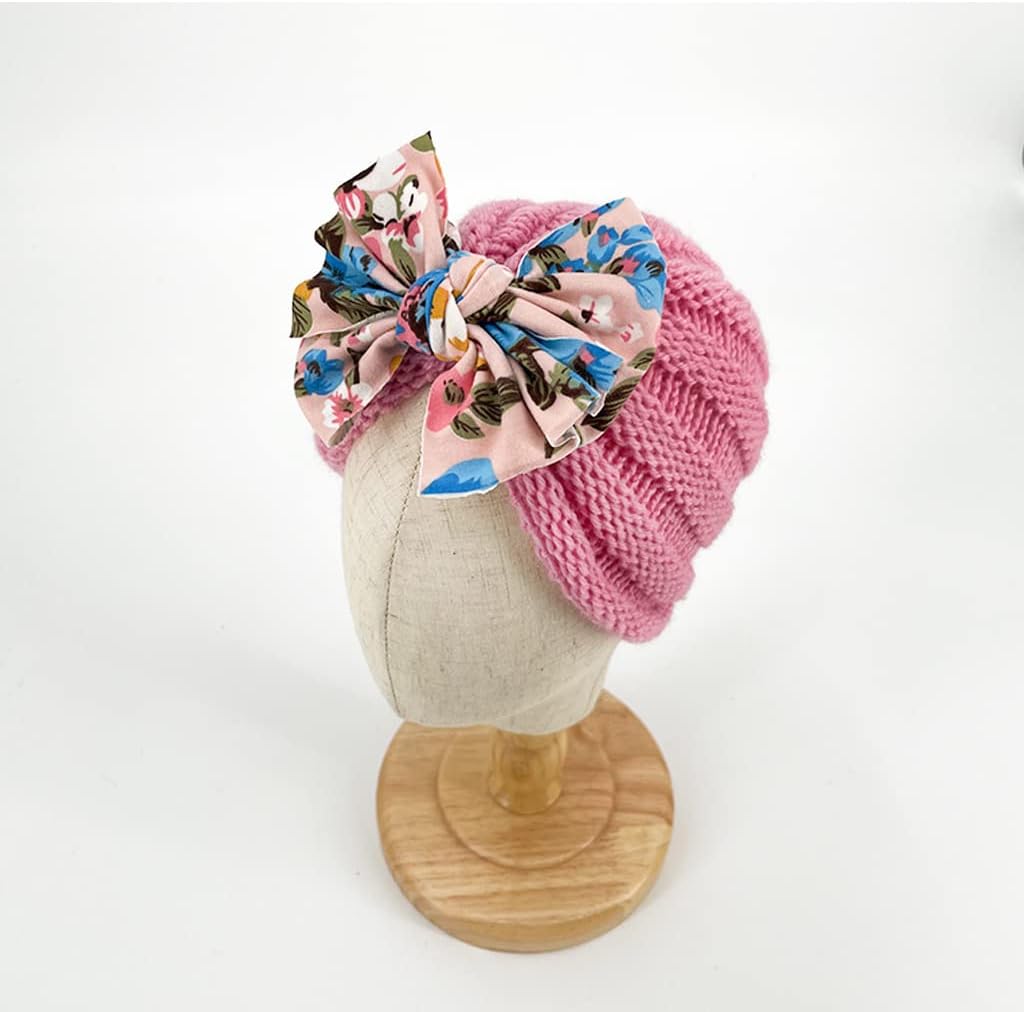 XYX Winter Baby Toddlers Breathable Cotton Beanie Hat Newborn Knotted Hat Cute Warm Knit Soft Turban Bow Knot Cap (Hat-multicolored3) - Image 5