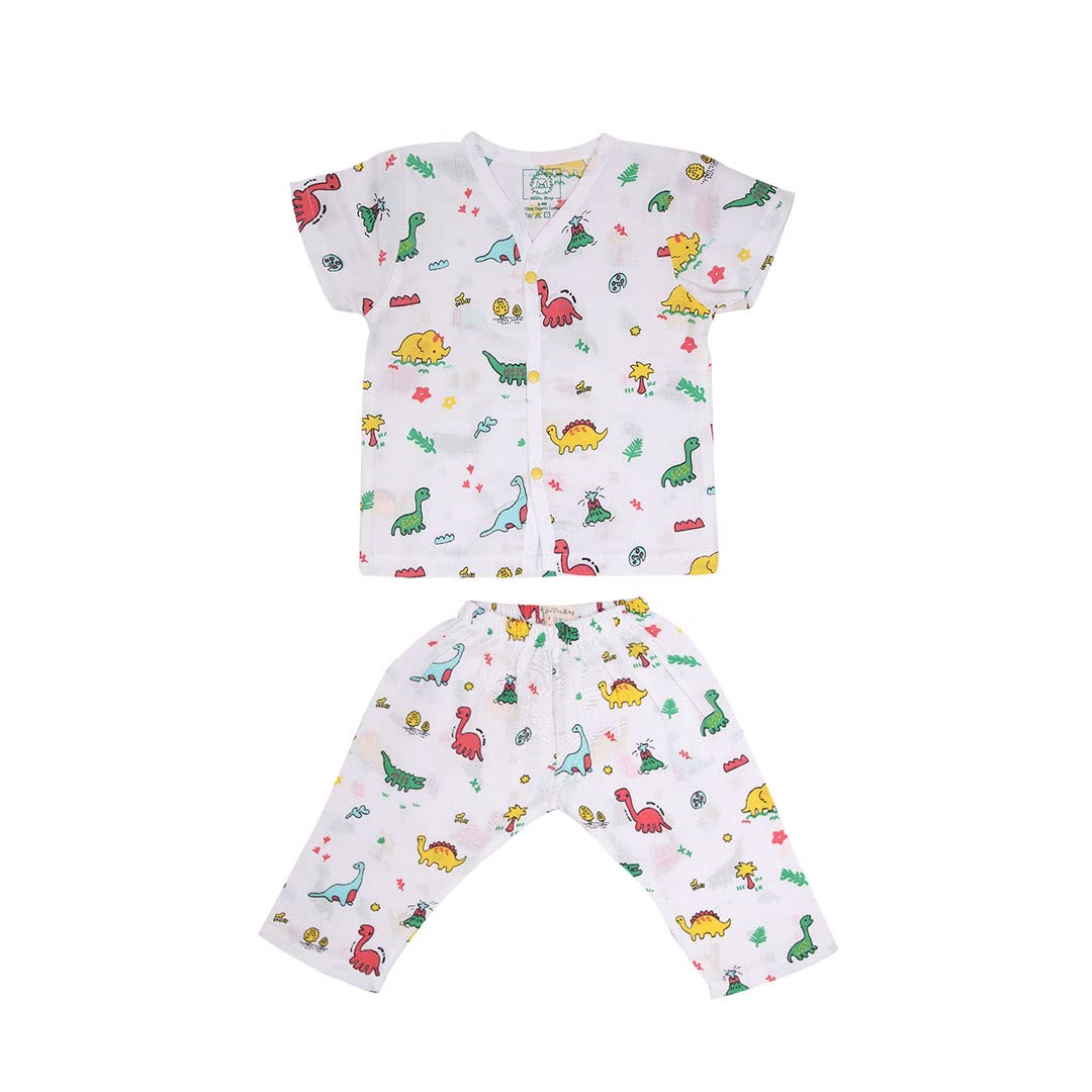 A toddler thing100% Organic Muslin Sleepsuit | Top & Pants | Night Suit for Boys & Girls | Sleepwear Baby Products | Night Wear Rompers | Full Cover Dress