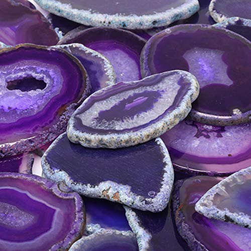 Pendentif tranche d'agate geode violette mookaitedecor pour bijoux DIY x12