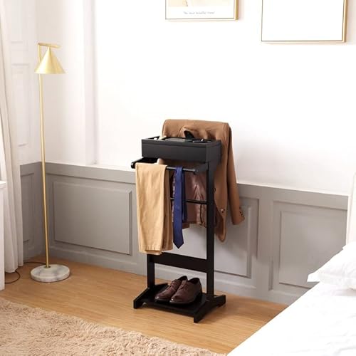 Brefhome Valet Stand For Man,Clothes Stand With Top Tray,Used In Entryway Office Living Room,Black #TOP5