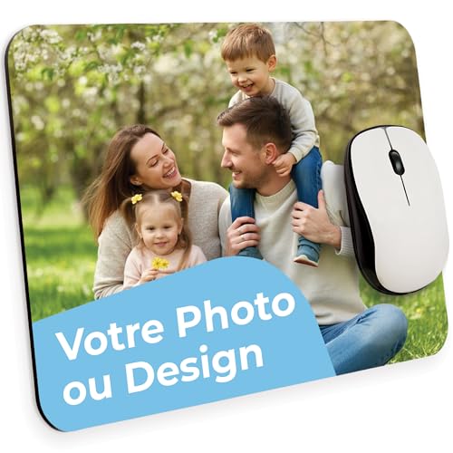 Cimpress Tapis de Souris Personnalisable avec Photo, Logo ou Texte, Base antidérapante, 24,2 x 20,2 cm, Surface Textile Douce, Mousepad, idée Cadeau Homme Femme Enfant...