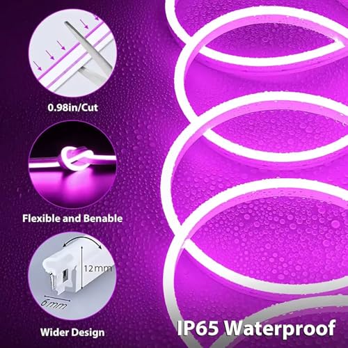 Image of NEWNESS13.2 Feet Purple Neon LED Strip Lights | IP65 Waterproof Flexible Silicone Rope Light with 12V Power Adapter for Home Decor