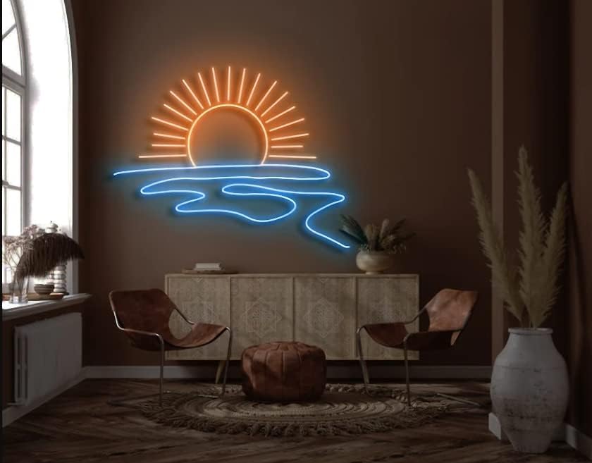 Ulalaza Luces LED decorativas, interfaz USB, montañas, amanecer, puesta de sol, letreros de neón LED, decoración del hogar, arte de pared, regalo de