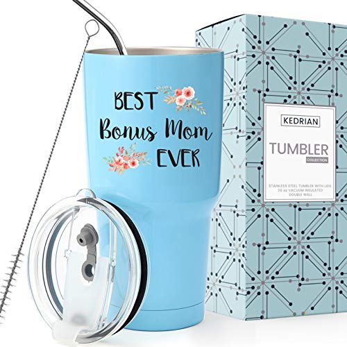 KEDRIAN Stepmom Tumbler 30oz, Step Mom Gifts, Stainless Steel Vacuum Sealed, Stepmom Presents For Birthday, Gifts For Your Second Mom, Best Stepmother Gift, Bonus Mom Gifts