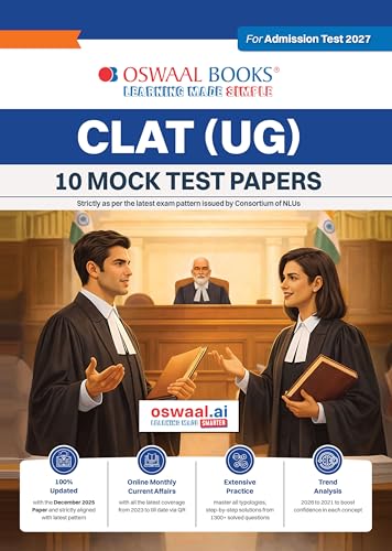Oswaal CLAT (UG) (Common Law Admission Test) | 10 Mock Test Paper...