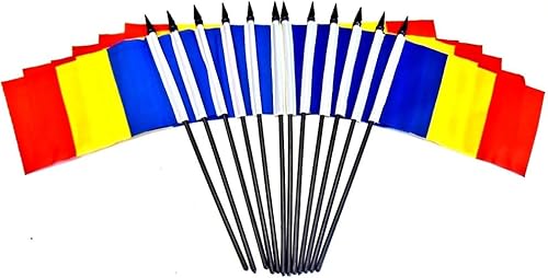 Miniatura 69 de Banderas de escritorio de Nicaragua, paquete de 12 banderas pequeñas de poliéster de 4 x 6 pulgadas en miniatura para mesa de oficina, pequeñas