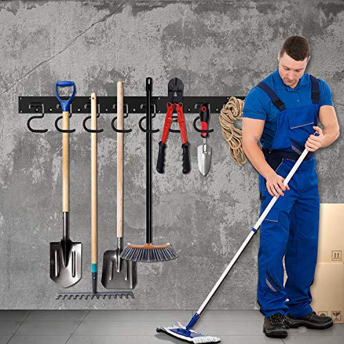 64 Inch Garage Hooks Tool Organizer Wall Mounted, Adjustable Storage System Wall Organizer for Garden Tools, Heavy Duty Tool Hanger for Rake, Mop,Broom and Yard Tools - Image 7