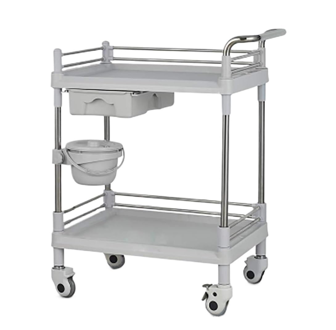 5 Tier Salon Rolling,Kitchen Mobile With Dirt Bucket And 2 Drawer Beauty For Barber Shops(B,64.5 * 44.5 * 90cm)