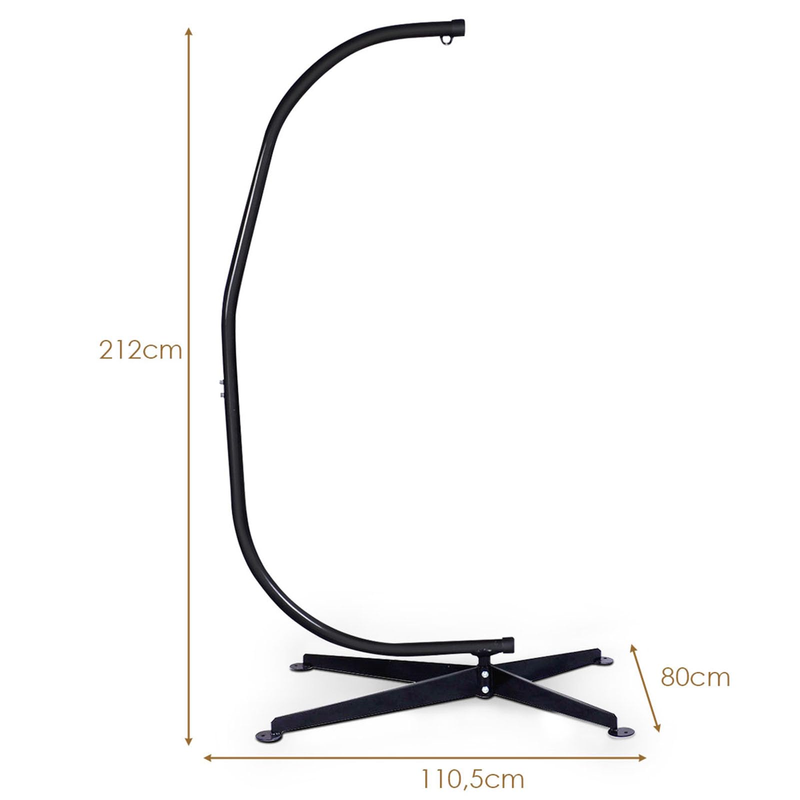 COSTWAY Supporto per Amaca a Sedia a Forma di C, Sostegno per Sedia in Acciaio, Carico Massimo di 150 kg, Nero (Solo Telaio, Senza Amaca a Sedia)