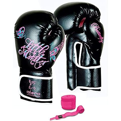 Islero Fitness Ladies Pink Boxing Gloves with Wraps Cover