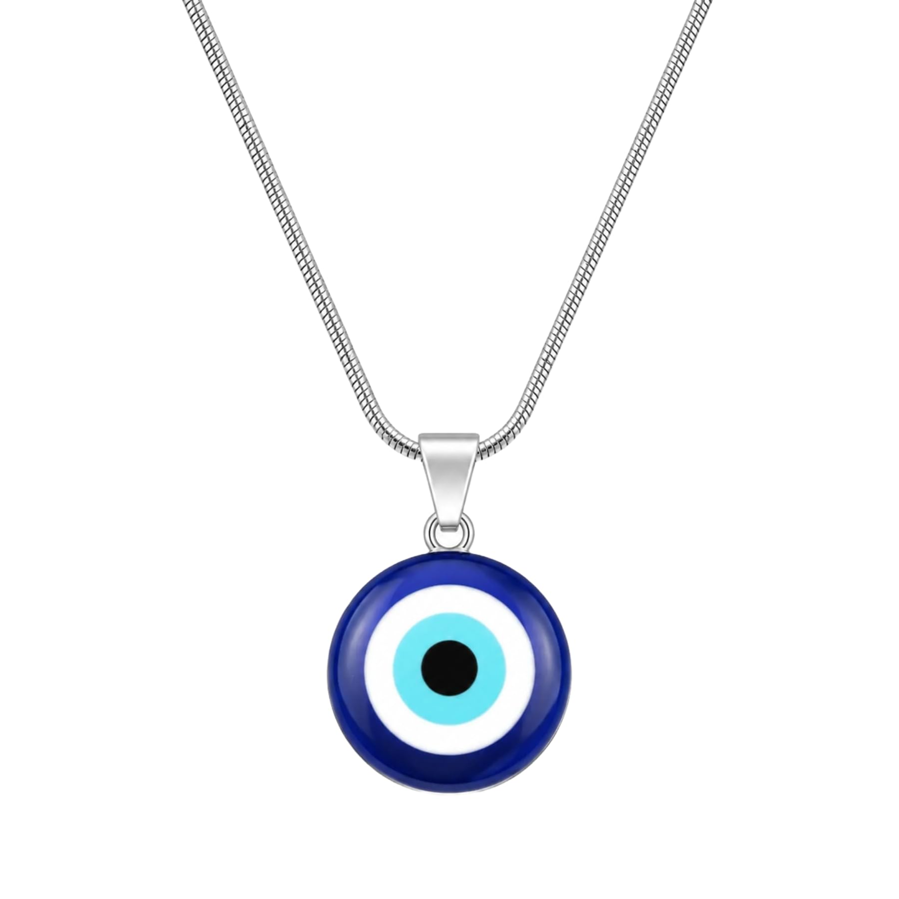 Evil Eye Pendant Necklace for Men & Women Stylish | Blue Nazar Protection Charm Pendant with Silver_Chain | Good Luck, Positive Energy & Fashion Jewelry Gift-image-38