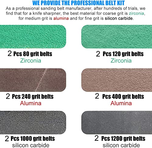 12 Pcs 1/2" X 12" Replacement Sharpening Belt Kit For Work Sharp Knife & Tool Sharpener (Wskts & Wskts-Kt) -2 Belts Each Of 80/120/240/400/1000/1200 Grits #TOP1