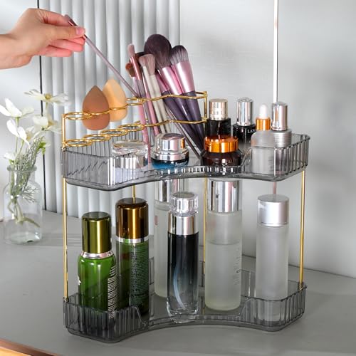 50% Off Upgraded 2-Tier Corner Bathroom Organizer with Brush Holder