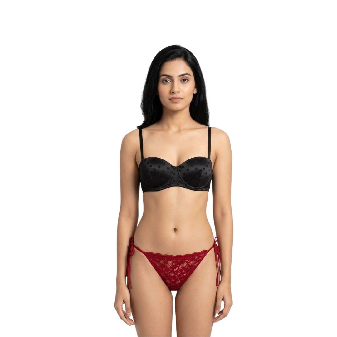 aethergox Lace G String Thongs for Women Sexy Low Rise Underwear Breathable T Back Satin Bikini Panties for Women Pack of 1 (Maroon)-picture-18