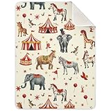 Pigsaly Watercolor Circus Animals Baby Blankets 30 X 40 in Clown Tent Toddler Blanket Newborn Crib Blanket Nursery Bed Blankets for Stroller Toddler Bed Carseat
