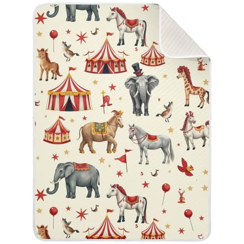 Pigsaly Watercolor Circus Animals Baby Blankets 30 X 40 in Clown Tent Toddler Blanket Newborn Crib Blanket Nursery Bed Blankets for Stroller Toddler Bed Carseat