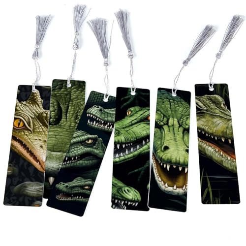 Marque-pages à motif crocodile le coffret de 6 pièces idéal à offrir aux vers de livres