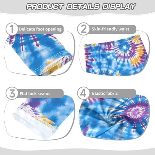 Blue Tie Dye Girls Leggings Ultra Soft Compression Yoga Gym Pants for Kids 4-10T3