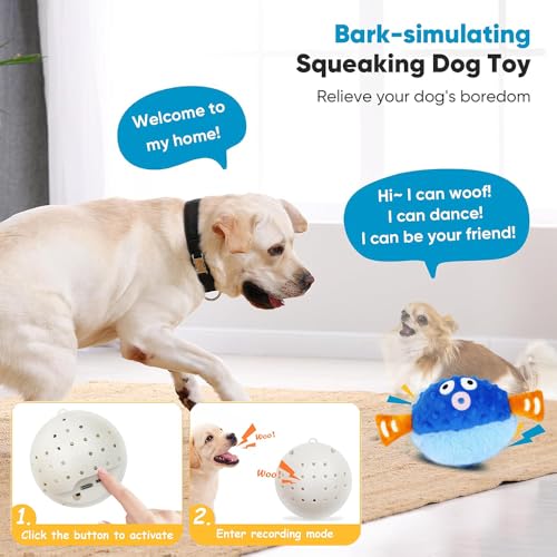 HEYIDAMAI Bewegendes Hundespielzeug, Hundespielzeug Beweglich Elektrisch, Aktives Bewegliches Haustier Plschspielzeug mit Klang und Hüpferei für Hunde Katzen