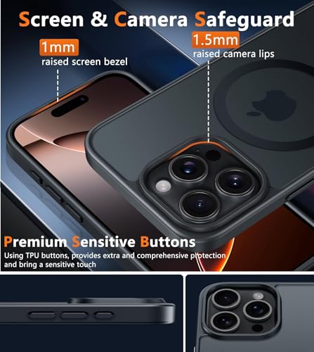 Image of FNTCASE for iPhone 16 Pro-Max Case: Magnetic Matte Translucent Military Grade Drop Protective Phone Case | Shockproof Thin Rugged Durable Protection Bumper Cover