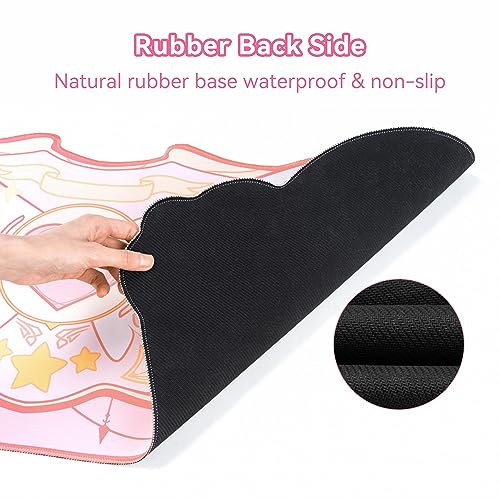 Image of GeekShare Large Gaming Mouse Pad Kawaii Pink Non-Slip Rubber Back Mouse Pad Big Waterproof Desk Mat for Keyboard and Mouse Perfect for Gaming,or Home Office Work - Star Wings(Super Dense Cloth)