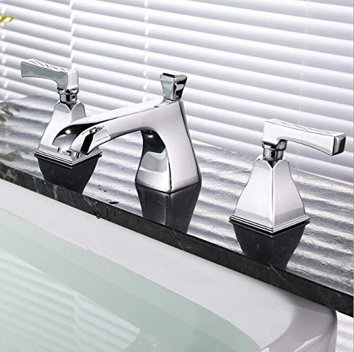 Grifo del baño,Grifo para Lavabo de baño, Grifo para Lavabo de baño, mezcladores de baño montados en Cubierta, Mezclador de Laboratorio Dorado, Grifo para Fregadero de Tres Orificios General