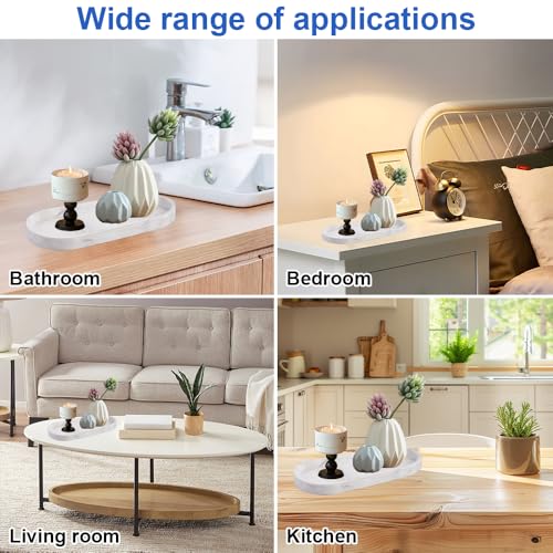 2 Stück Badezimmer Tablett, 25x11cm Deko Tablett Silikon, Schminktisch Ablageschale, Oval Silikon Ablageschale, Weißer Tabletts Klein Für Wohnzimmer, Schlafzimmer, Waschbecken, Badewanne、 Küchenspüle