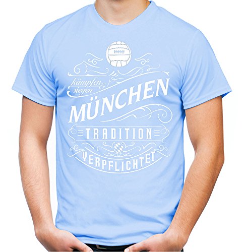 Mein Leben München Männer und Herren T-Shirt | Fussball Ultras Geschenk | M1 Front (XL Skyblau)