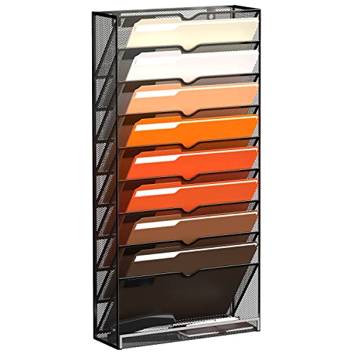 Supeasy 10-Tier Wall File Organizer Hanging Wall File Holder For Papers, Folders, Files Clipboard & Magazine Organization Great For Office Home, Black #TOP9