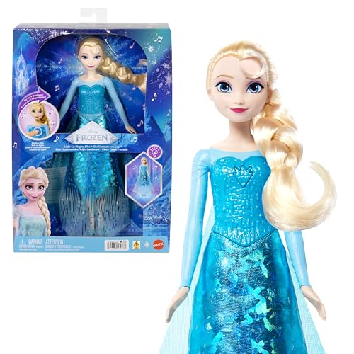 Mattel Disney Frozen Singing Elsa Doll with Lights & Music Sings Let It Go from Movie Posable with Sparkling Signature Outfit & Removable Shoes