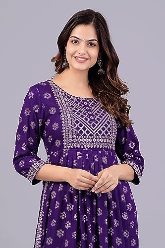 Image of NEW4U Women's Sequin Zari Embroidery Printed Naira Cut Kurti