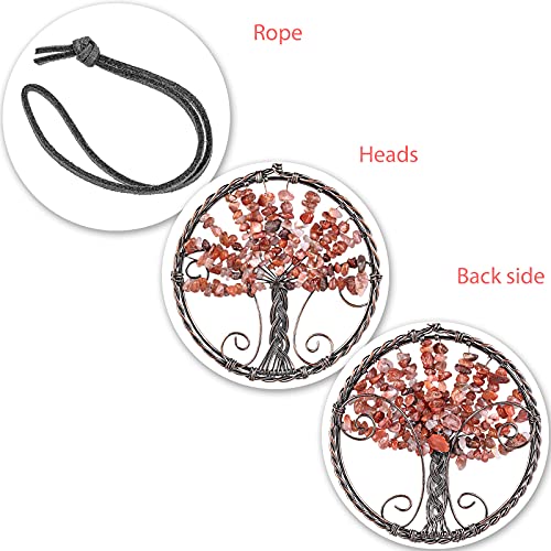mookaitedecor Carnelian Crystal Tree of Life Hanging Ornament Wall Art Decor Gemstone Reiki Stone Gifts for Friends Hallway Stairs Reiki Chakra Stone Home Decor for Good Luck - Image 3