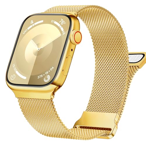 Mazuboho Metal Band Compatible with Apple Watch Band 49mm 45mm 44mm 42mm, Breathable Adjustable Magnetic Stainless Steel Apple Watch Bands for Women & Men Series Ultra 2/Ultra 9 8 7 6 5 4 3 2 1 SE