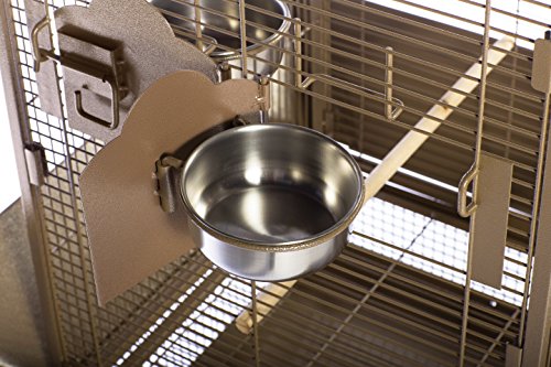Image of Prevue Pet Products Park Plaza Bird Cage - Small Cocoa Brown Steel Cage with Rolling Stand, Dual Locks, Seed Guards, and Perch, Ideal for Parakeets, Cockatiels, & Small-Medium Birds - Cocoa Hammertone
