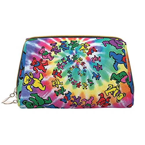 Trousse de maquillage en cuir souple blanc au design original d'ours dansant taille unique