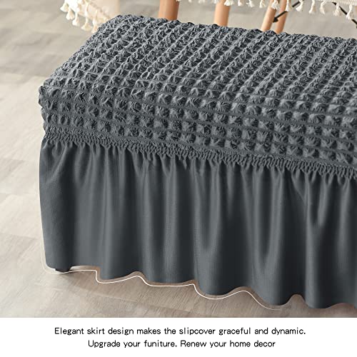 Imonofit 3D Spandex Seersucker Bench Covers For Dining Room, Soft Stretch Upholstered Bench Seat Slipcover For Living Room, Kitchen And Bedroom, Washable Removable Dining Bench Protector，Dark Gray #TOP5