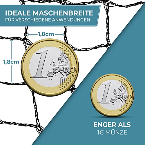 Xcelenze - 4x5m Teichnetz feinmaschig (18x18mm) robust, witterungs- & UV beständig Schwarz | Vogelnetz Vogelschutznetz engmaschig Laubnetz Obstbaumnetz Taubennetz Gartennetz Balkon Netz (4 x 5m)