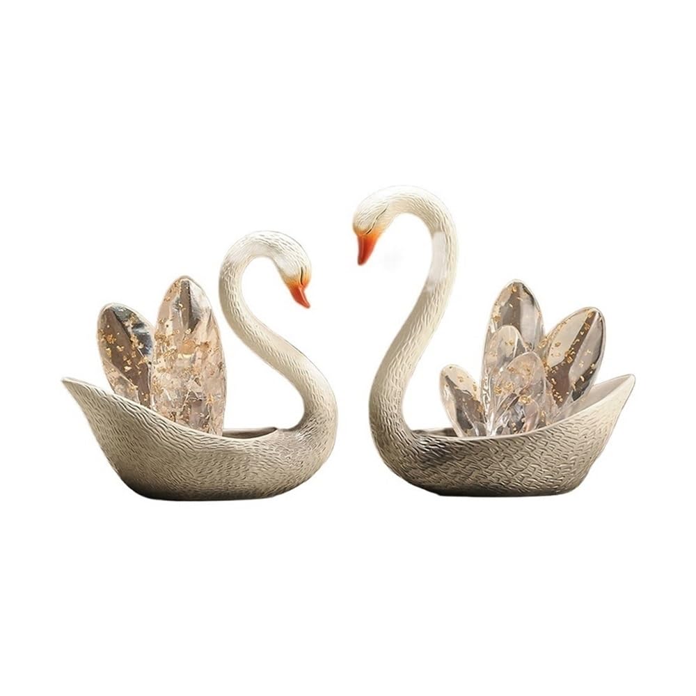 zhuyanbo007 Desk Statue, A Pair Of Swan Ornaments Modern Light Luxury Entrance Home Decoration Art Sculpture(Grey)