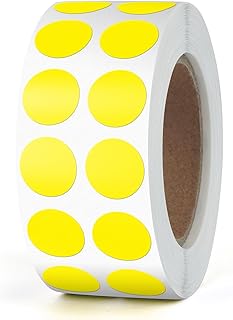 Pegatinas redondas redondas de 13 mm, color amarillo, rollo de pequeños puntos adhesivos, codificación de colores, pegatinas de círculos, resistentes a la intemperie, 2000 unidades