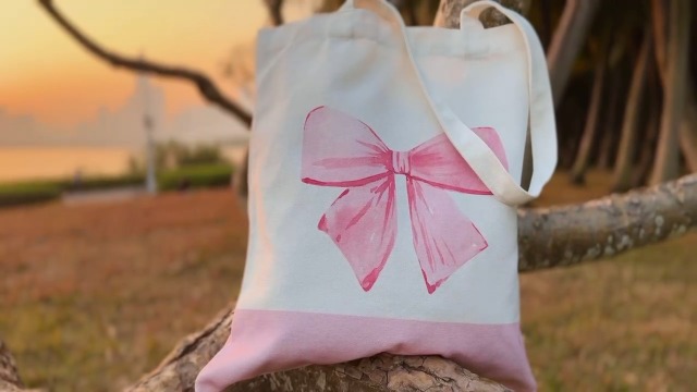 Borsa tote rosa preppy, borsa tote con fiocco Coquette, borsa tote in