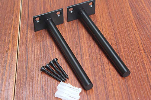 Mhmydz BXGZC-41 8 Pcs 6 Inch Black Solid Steel Floating Shelf Bracket Blind Shelf Supports - Hidden Brackets For Floating Wood Shelves thumb #6