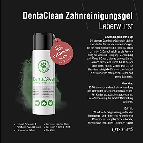 Lolo & Max - DentaClean – Zahnreinigungsgel für Tiere, Hunde & Katzen mit Leberwurstgeschmack, Mittel gegen Zahnstein, Zahnbelag, Maulgeruch - 130 ml