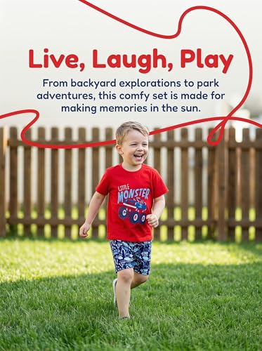 Image of Little Boys /Girls Shorts Clothes Set 2Pcs,1-8 Years (Red, 7-8 Years)