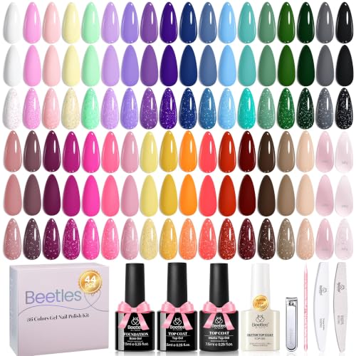 Image of Beetles Gel Nail Polish Set, 44Pcs Purple Green Yellow Pink Gel Polish Kit