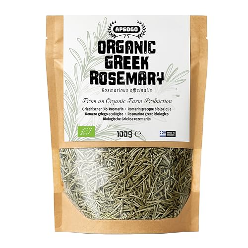 Apsogo Rosemary - Dried Organic Rosemary produced in Greece - Aromatic Flavor Premium Quality Herb & Excellent Taste (100g)
