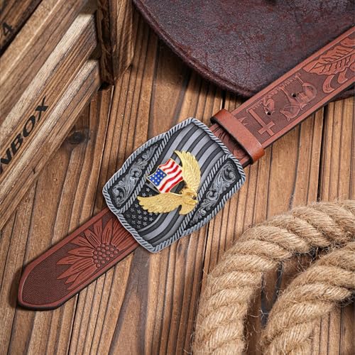 Image of Turquoise Belt Buckle for Men Western Texas Longhorn Bull Rodeo Belt Buckle American Cowboy Chic Gift