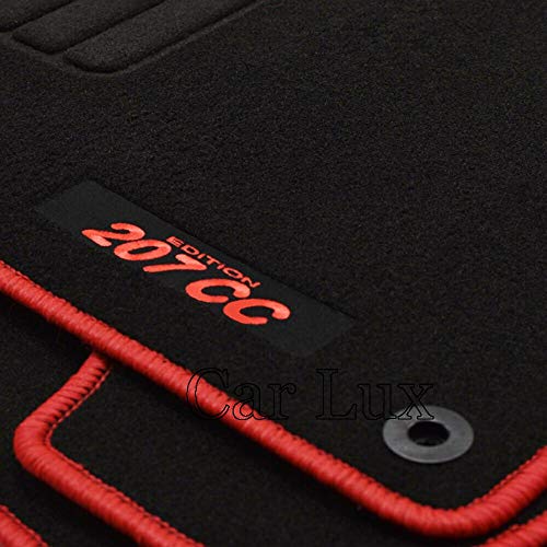 Tapis de sol en velours résistant Car Lux AR02819, kit complet avec liseré de finition rouge