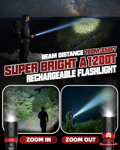 Image of Victoper Rechargeabe Flashlight 2 Pack, High Lumens 5 Modes LED Small Tactical Flashlights, Waterproof Zoomable Mini Flash Light for Outdoor, EDC Gifts for Father's Day